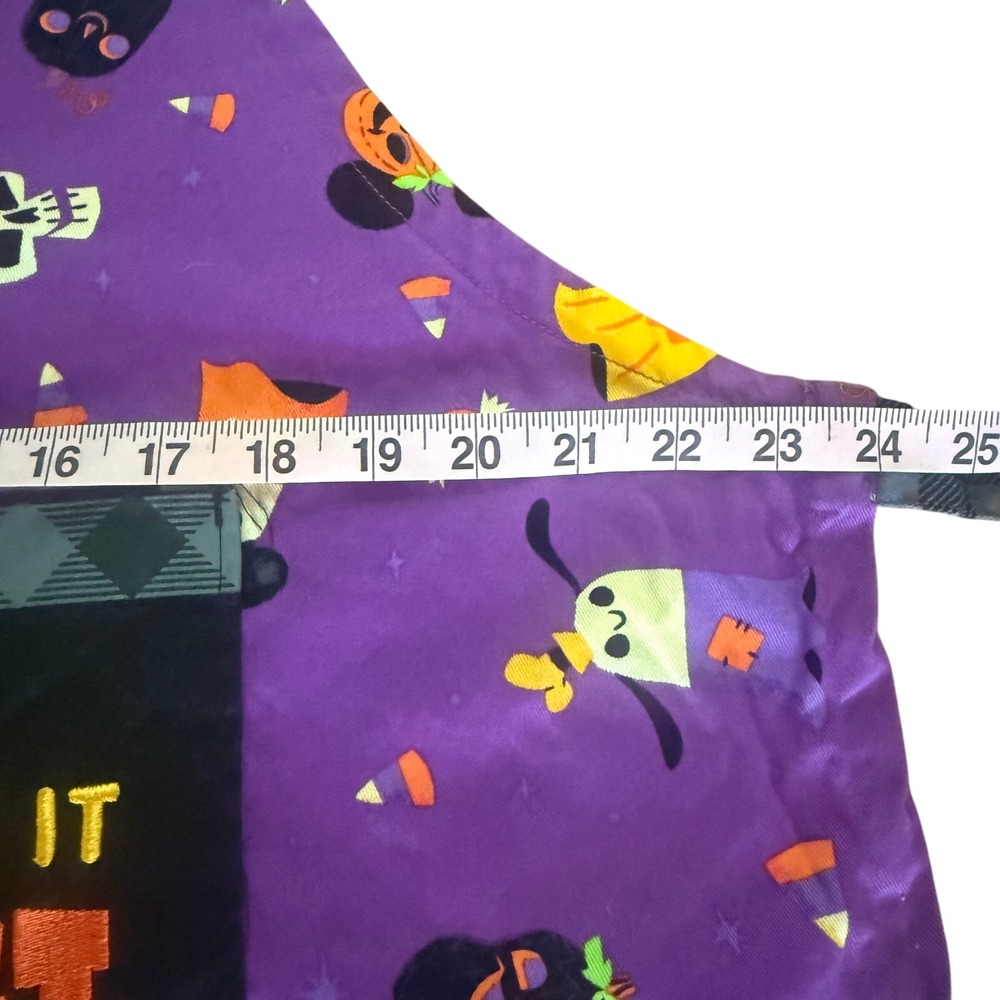 Disney Halloween Apron Purple Mickey Pumpkin Ghosts Candy Corn Pockets Handmade - Picture 5 of 5